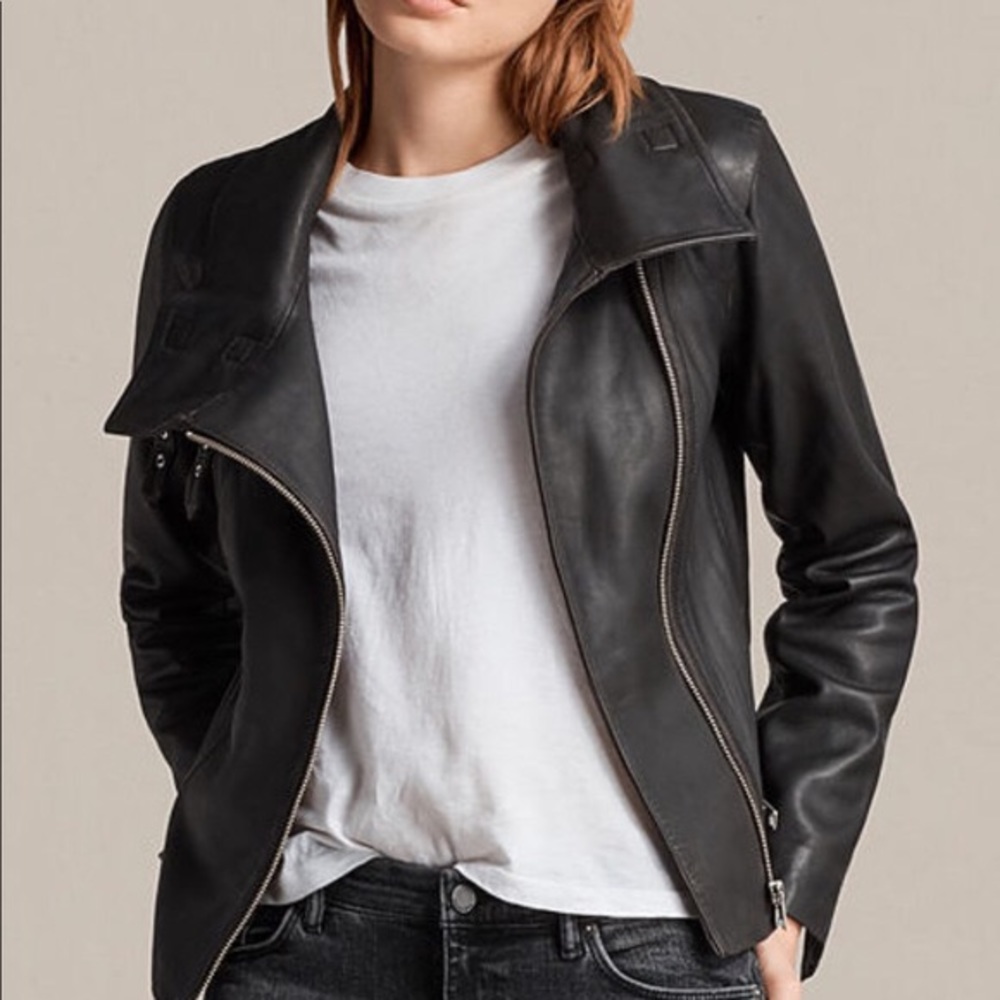 ALL SAINTS Black Leather Jacket - Bales